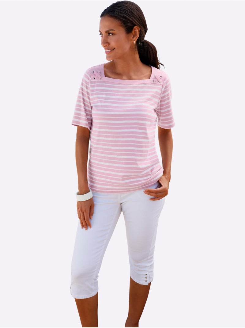 Lot de 2  - Ensemble T-shirts Pur Coton - Taille Standard - Witt Rose/Blanc - Kiabi