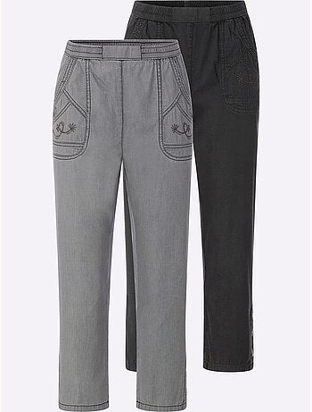 Lot de 2 - Jean 3/4 100% Coton - Taille Courte - Witt