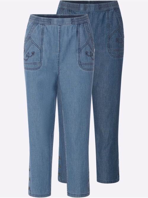 Lot de 2 - Jean 3/4 100% Coton - Taille Standard - Witt - Kiabi Lot de 2 - Jean 3/4 100% Coton - Taille Standard - Witt - Kiabi
