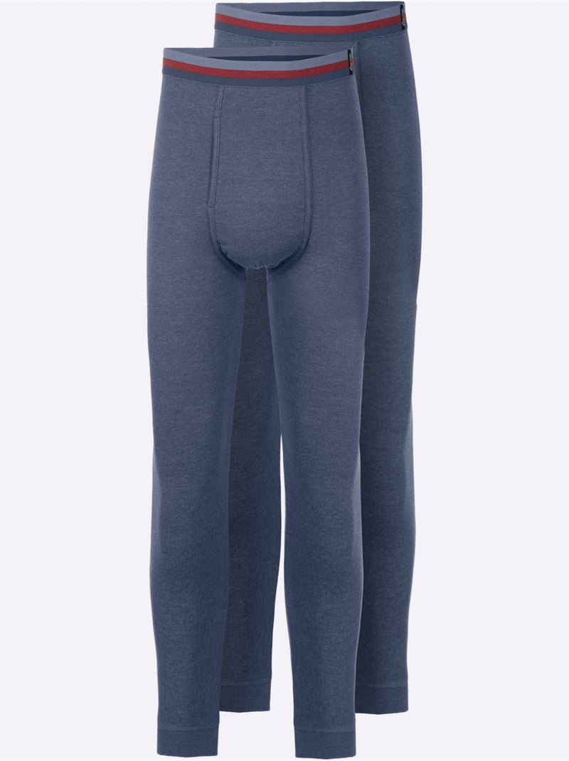 Lot de 2  - legging pour homme, long côtes fines - taille standard - witt Bleu gris - Kiabi