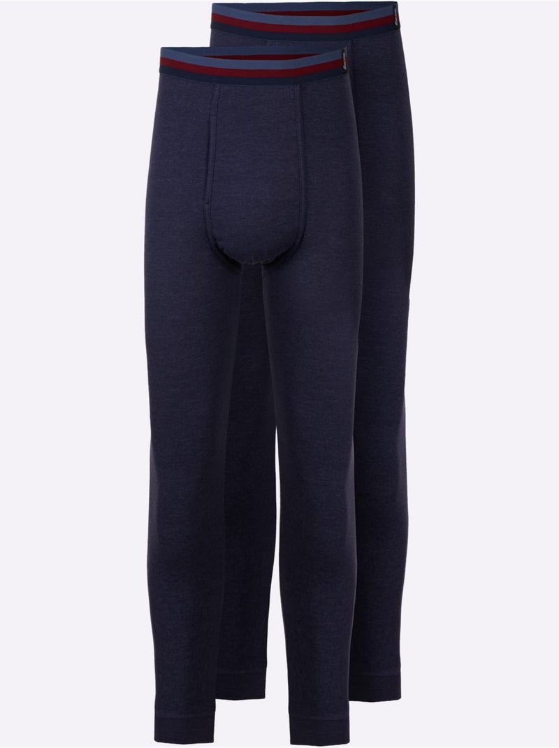 Lot de 2  - legging pour homme, long côtes fines - taille standard - witt Bleu marine - Kiabi