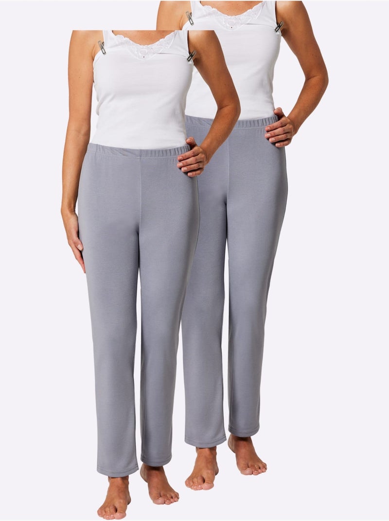 Lot de 2  - Pantalon De Jogging Interlock - Taille Standard - Witt Gris Marron - Kiabi