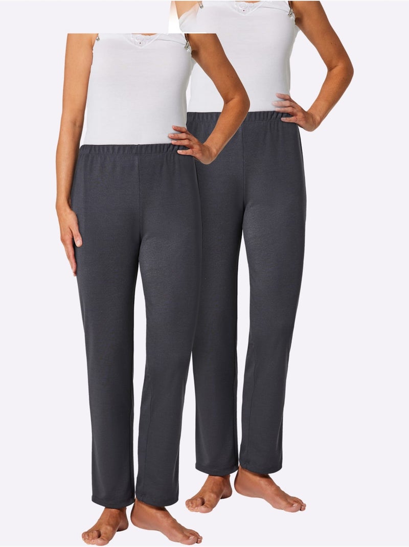 Lot de 2  - Pantalon De Jogging Interlock - Taille Standard - Witt Noir Gris - Kiabi
