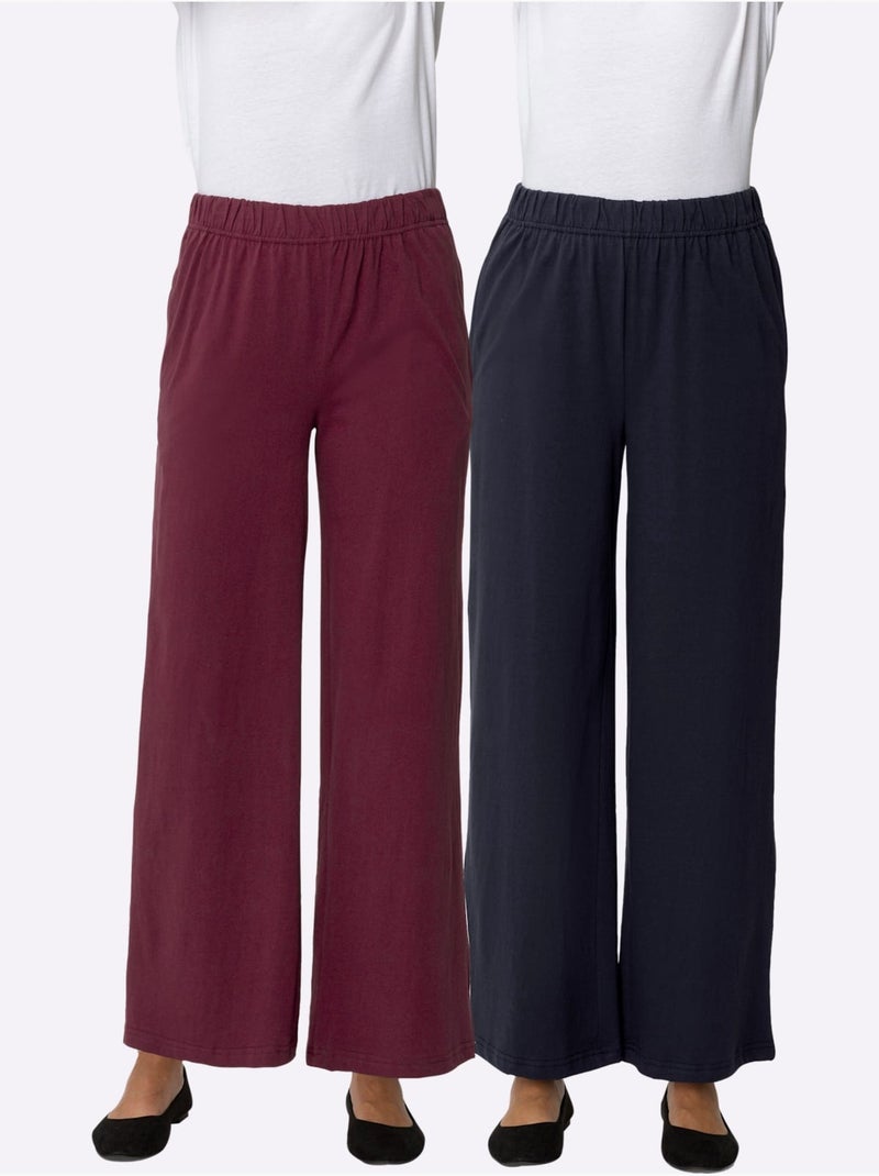 Lot de 2  - Pantalon De Loisirs - Taille Standard - Moda Vilona Marine/Rouge - Kiabi