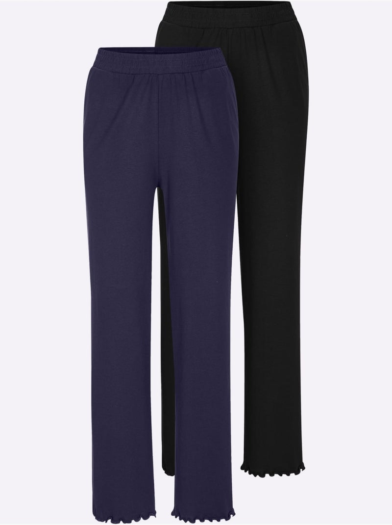 Lot de 2  - Pantalons Jersey Fin - Taille Courte - Witt Noir Bleu - Kiabi