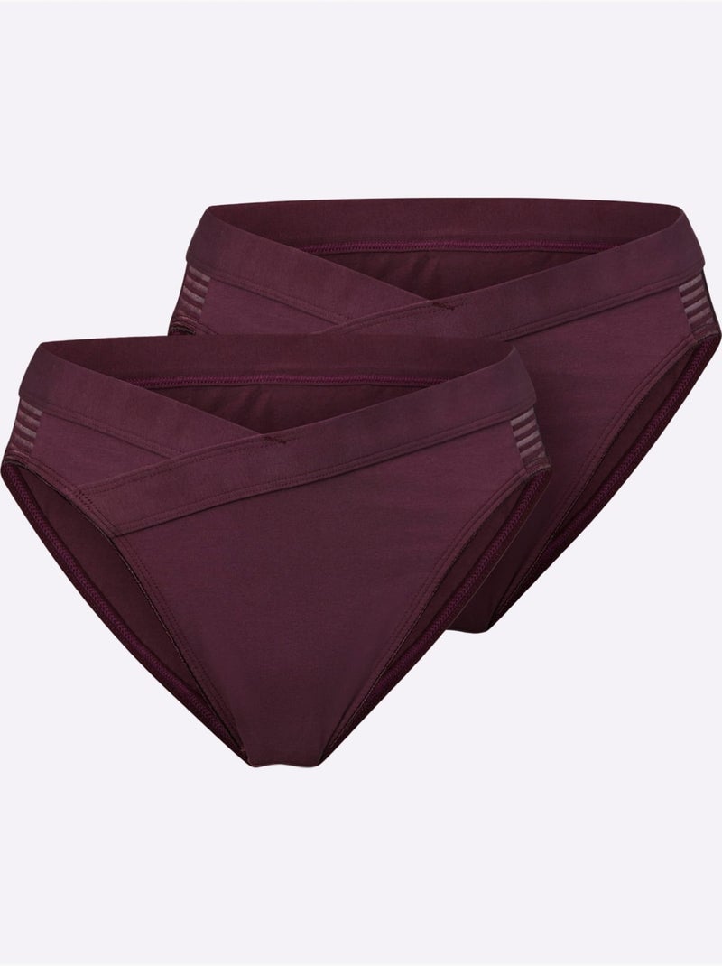 Lot de 2  - panties jersey fin - taille standard - witt Noir Bordeaux - Kiabi
