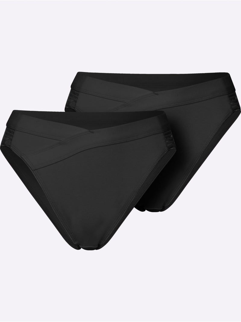 Lot de 2  - panties jersey fin - taille standard - witt Noir - Kiabi