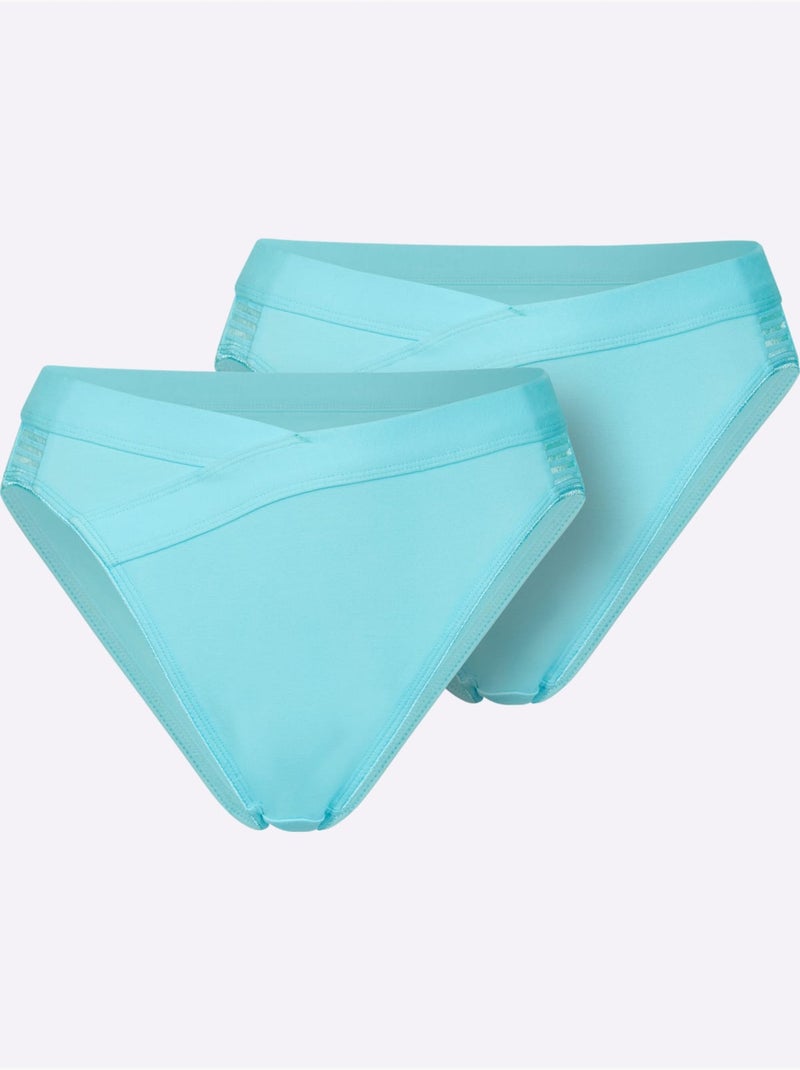 Lot de 2  - panties jersey fin - taille standard - witt Vert d'eau - Kiabi