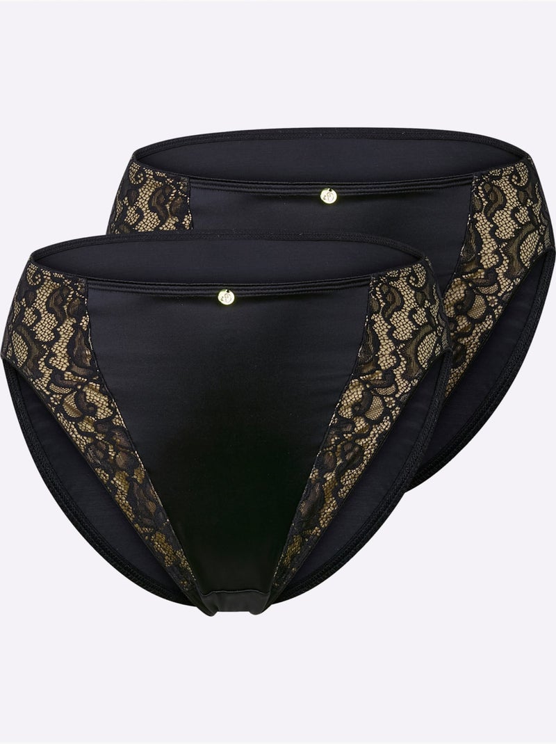 Lot de 2  - Panty Dentelle - Taille Standard - Witt Noir Jaune - Kiabi