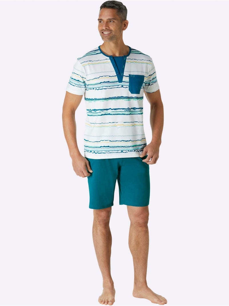 Lot de 2  - pyjamas courts jersey fin - taille standard - witt Gris Blanc - Kiabi