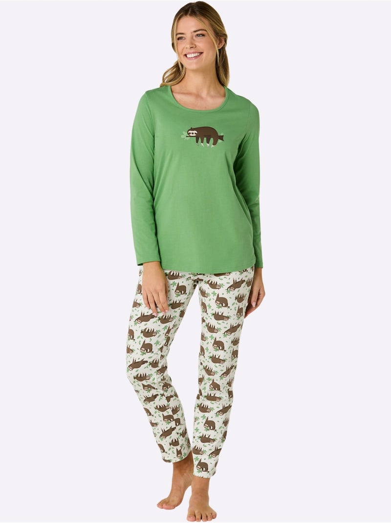 Lot de 2  - Pyjamas Jersey Fin - Taille Standard - Witt Beige/Vert - Kiabi