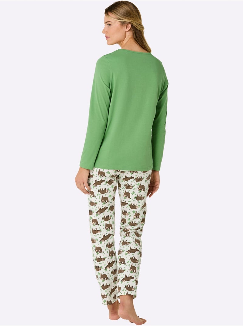 Lot de 2  - Pyjamas Jersey Fin - Taille Standard - Witt Beige/Vert - Kiabi