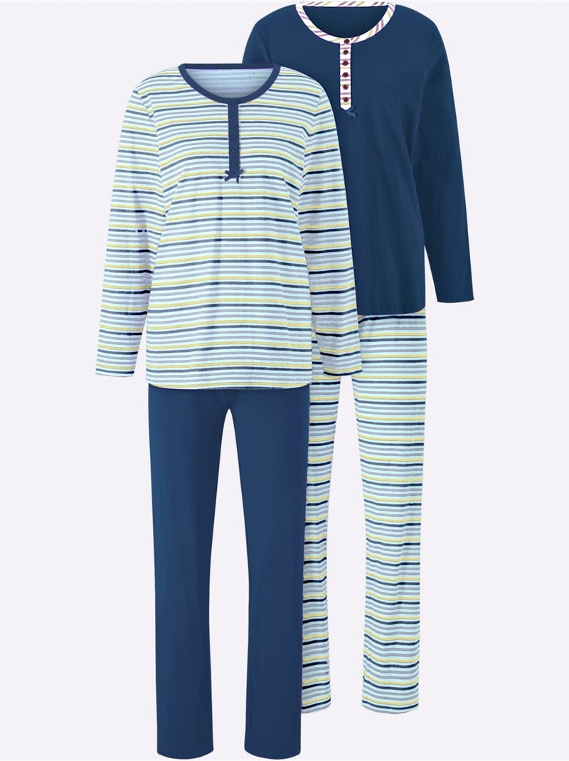 Lot de 2  - pyjamas jersey fin - taille standard - witt Bleu - Kiabi
