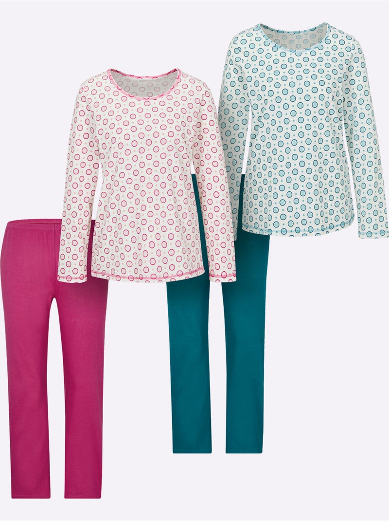 Lot de 2  - Pyjamas Jersey Fin - Taille Standard - Witt Écru/Violet - Kiabi