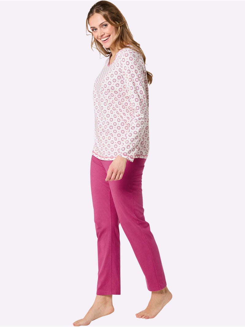 Lot de 2  - Pyjamas Jersey Fin - Taille Standard - Witt Écru/Violet - Kiabi