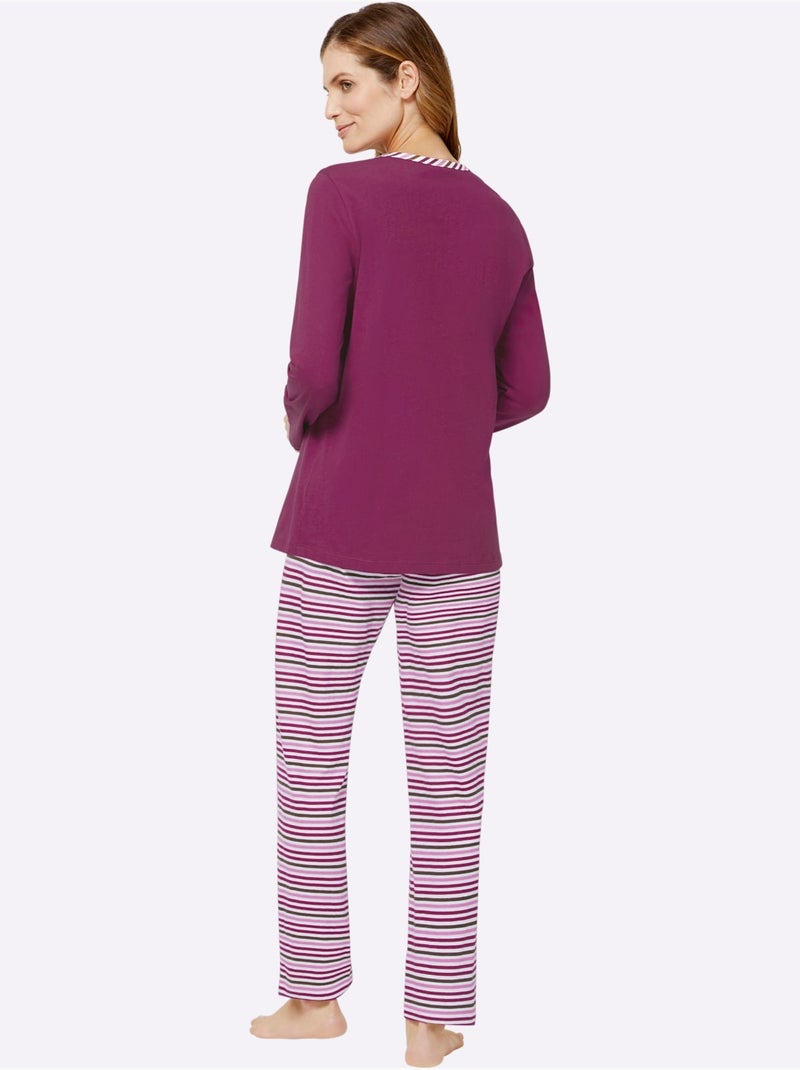 Lot de 2  - pyjamas jersey fin - taille standard - witt Mauve - Kiabi