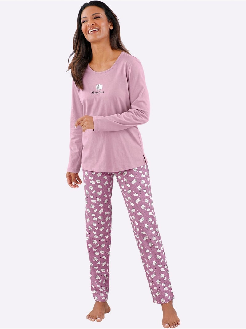 Lot de 2  - Pyjamas Jersey Fin - Taille Standard - Witt Noir Mauve Gris - Kiabi