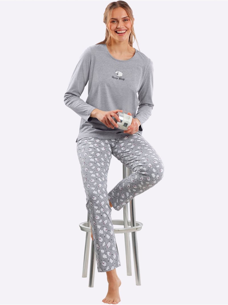 Lot de 2  - Pyjamas Jersey Fin - Taille Standard - Witt Noir Mauve Gris - Kiabi