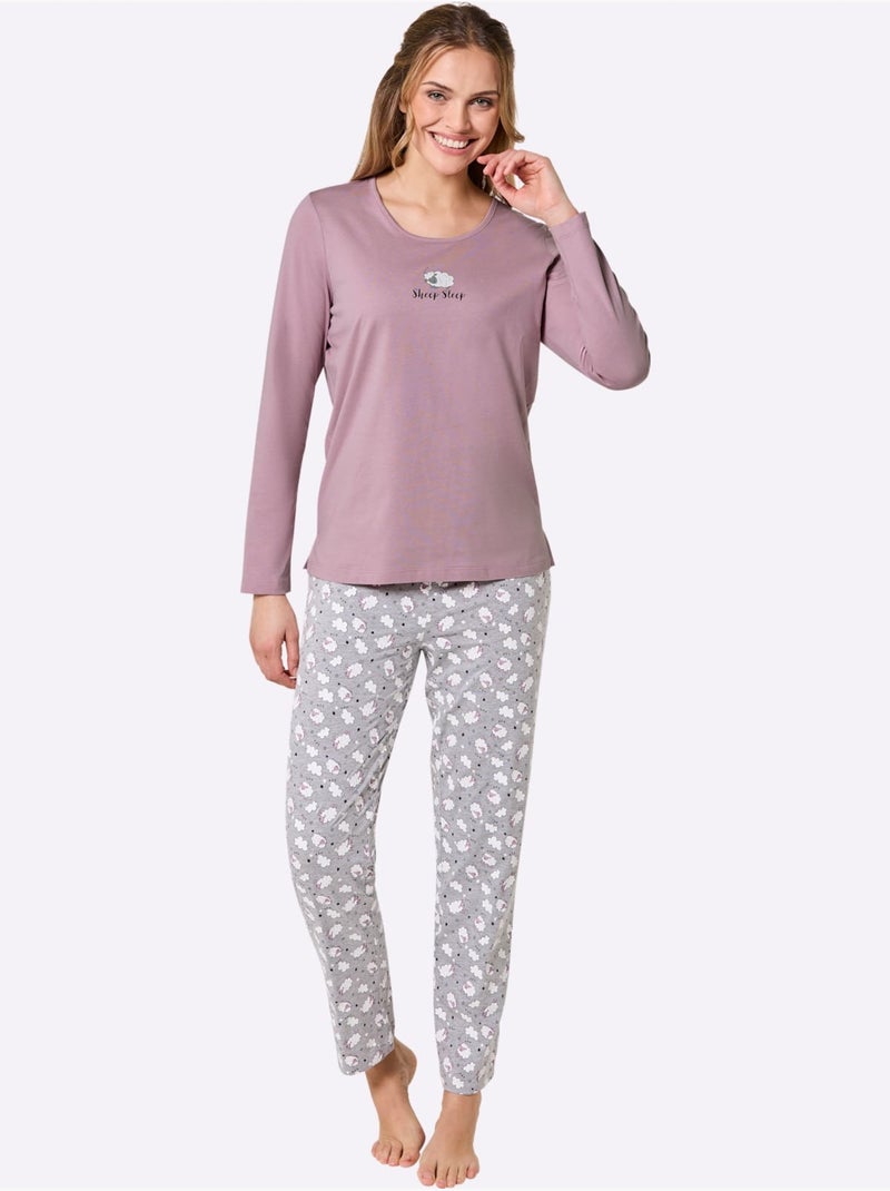 Lot de 2  - Pyjamas Jersey Fin - Taille Standard - Witt Noir Mauve Gris - Kiabi