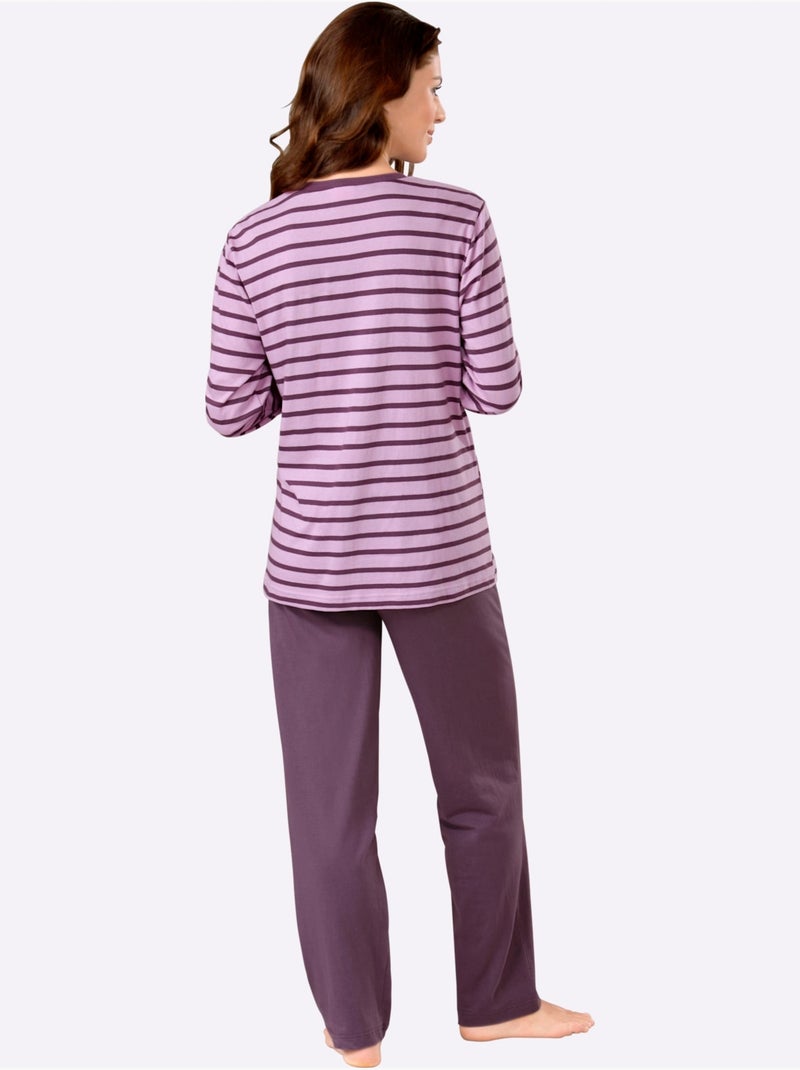 Lot de 2  - pyjamas jersey fin - taille standard - witt Noir/Rose/Violet - Kiabi