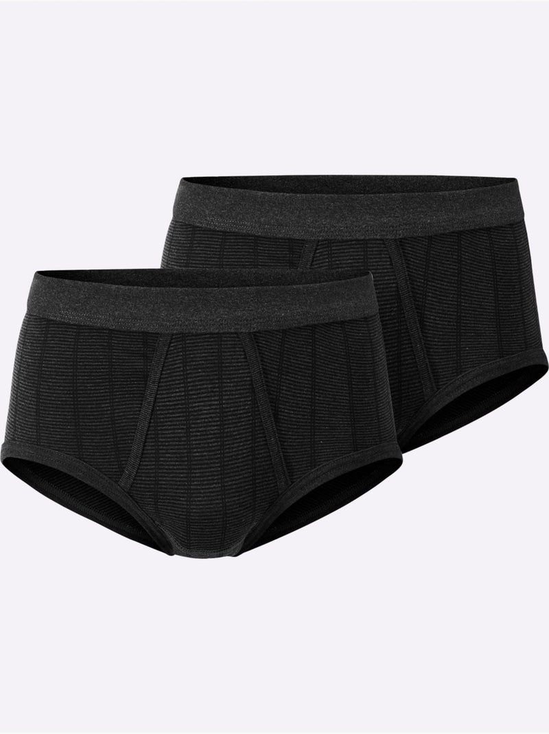 Lot de 2  - slip côtes fines - taille standard - witt Gris foncé - Kiabi