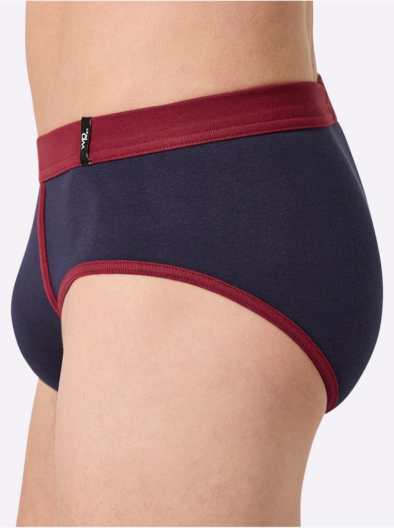 Lot de 2  - slip côtes fines - taille standard - witt Marine/Rouge - Kiabi