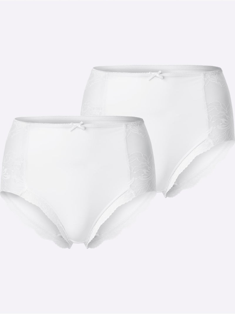 Lot de 2  - Slip Taille Haute - Taille Standard - Witt Blanc - Kiabi