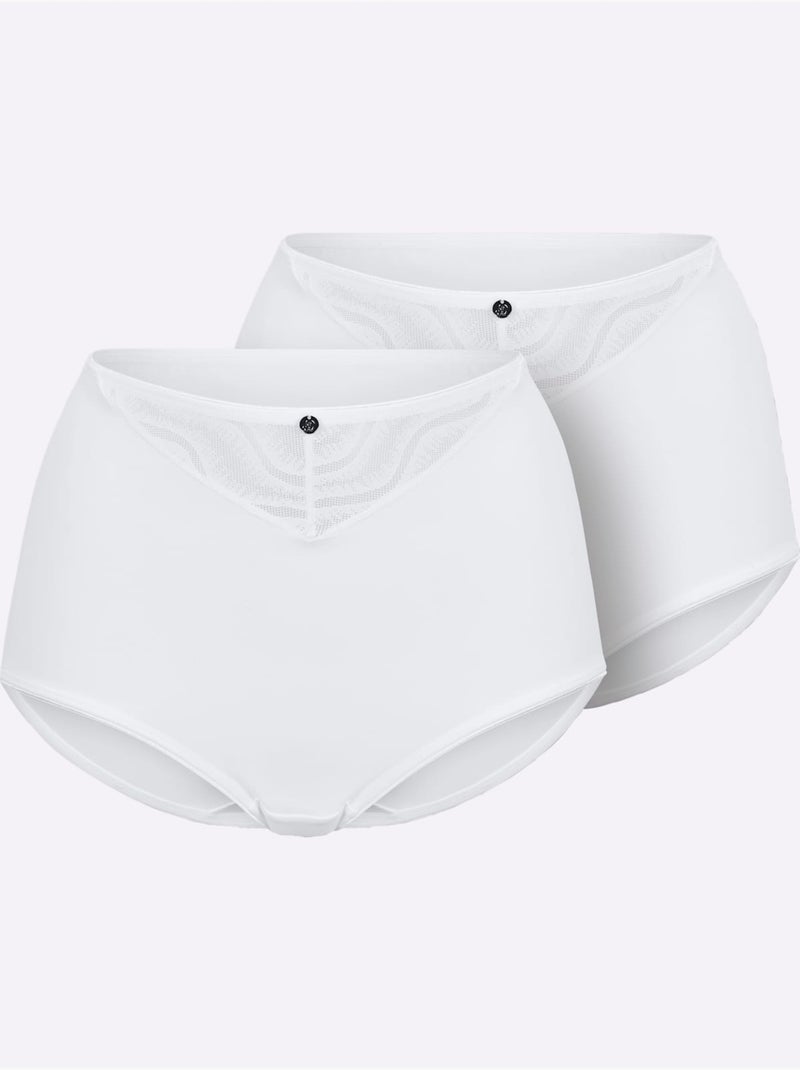 Lot de 2  - Slip Taille Haute - Taille Standard - Witt Blanc - Kiabi
