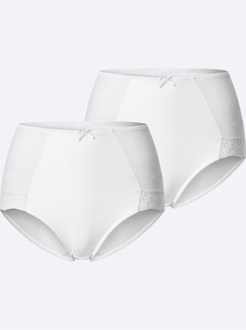 Lot de 2  - Slip Taille Haute - Taille Standard - Witt Blanc - Kiabi