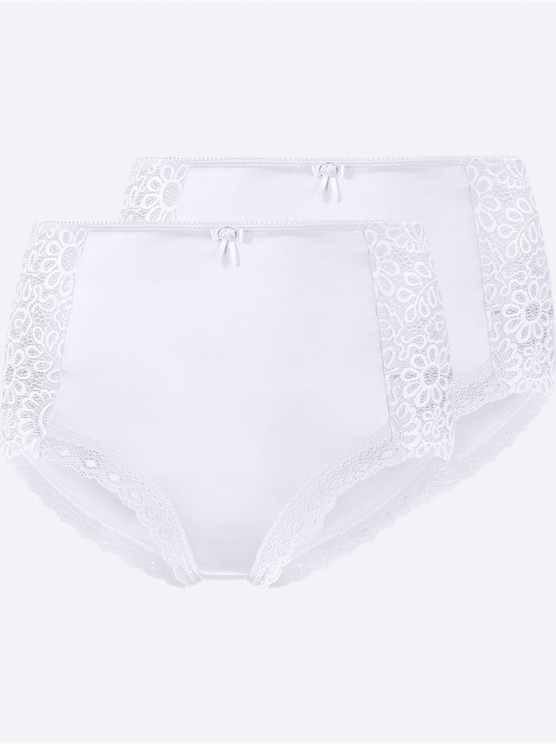 Lot de 2  - Slip Taille Haute - Taille Standard - Witt Blanc - Kiabi