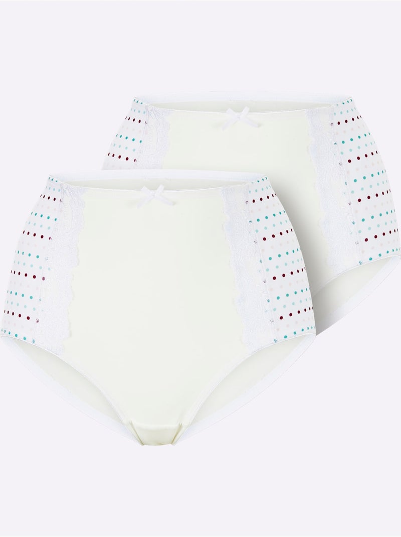 Lot de 2  - Slip Taille Haute - Taille Standard - Witt Blanc - Kiabi