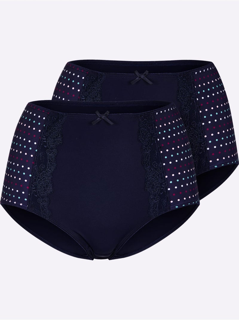 Lot de 2  - Slip Taille Haute - Taille Standard - Witt Bleu marine - Kiabi
