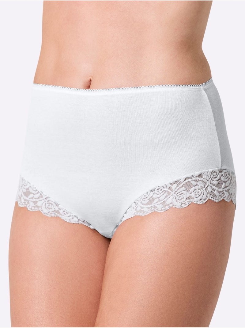 Lot de 2  - Slip Taille Haute Côtes Fines - Taille Standard - Witt Blanc - Kiabi