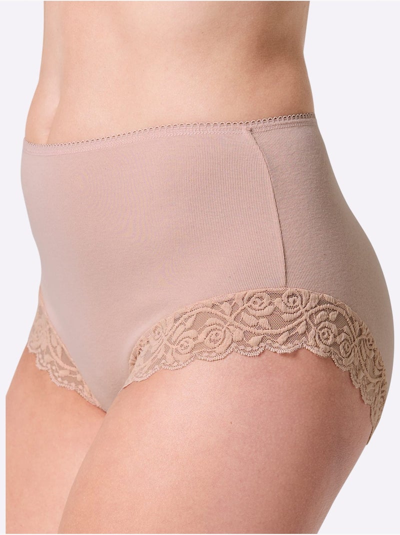 Lot de 2  - Slip Taille Haute Côtes Fines - Taille Standard - Witt Poudre - Kiabi