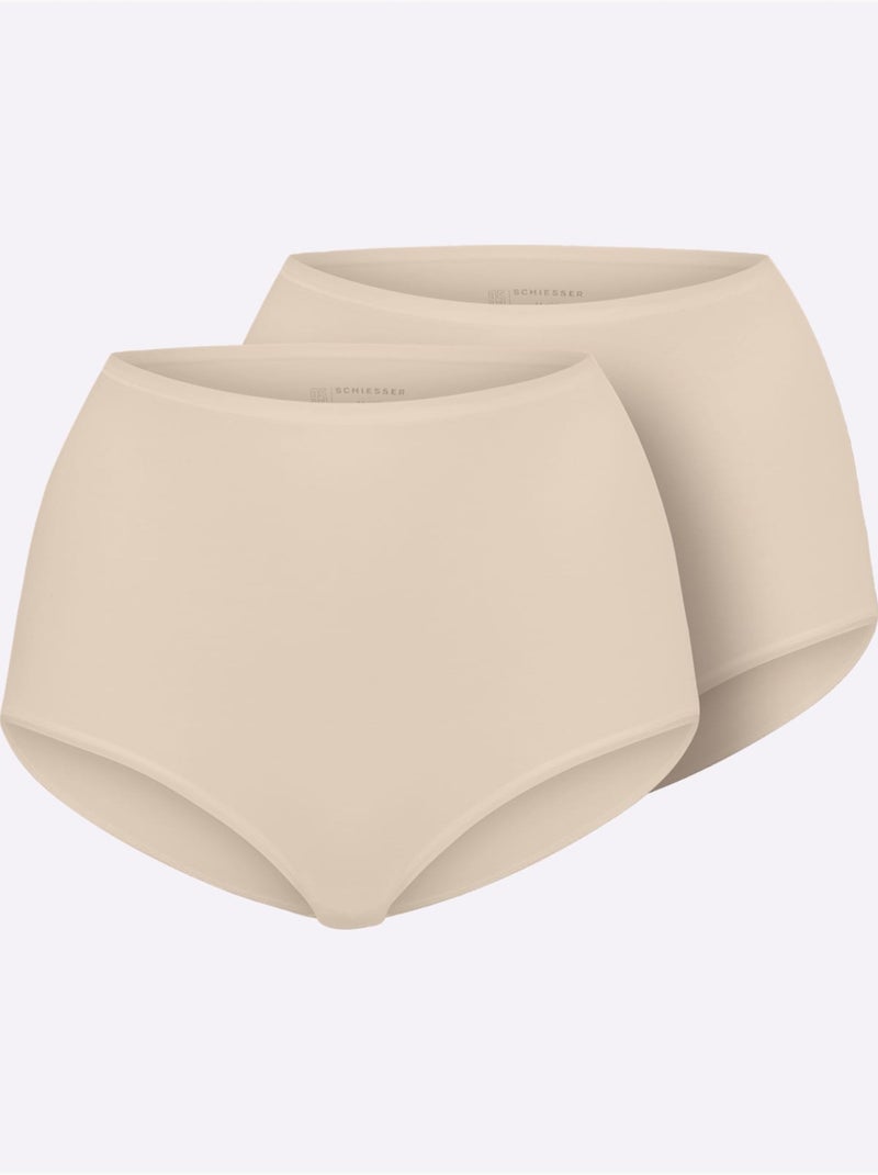 Lot de 2  - slip taille haute jersey fin - taille standard - witt Marron clair - Kiabi