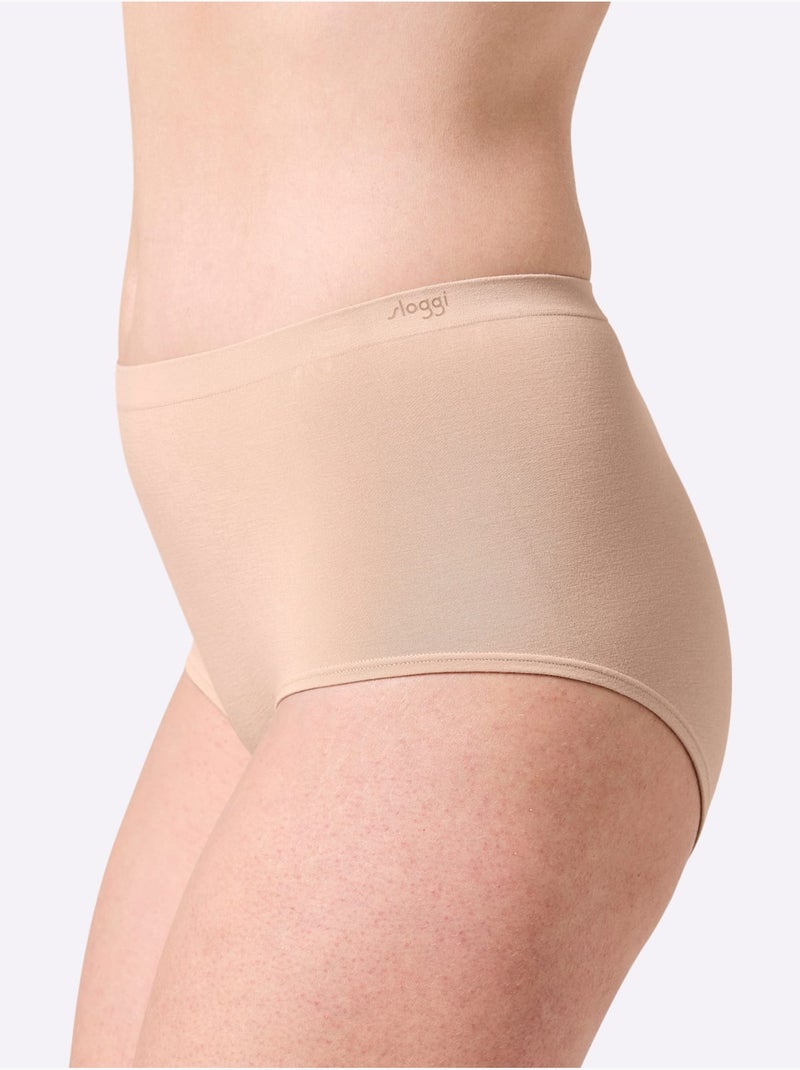 Lot de 2  - Slip Taille Haute Jersey Fin - Taille Standard - Witt Marron clair - Kiabi