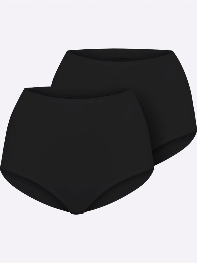 Lot de 2  - slip taille haute jersey fin - taille standard - witt Noir - Kiabi