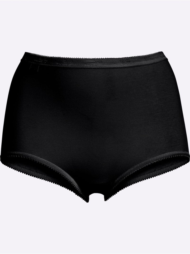 Lot de 2  - Slip Taille Haute Jersey Fin - Taille Standard - Witt Noir - Kiabi