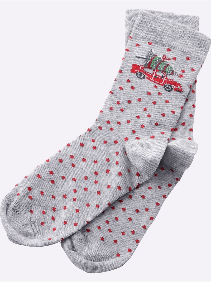 Lot de 2  - Socquettes Pour Dames - Taille Standard - Witt Gris chiné - Kiabi