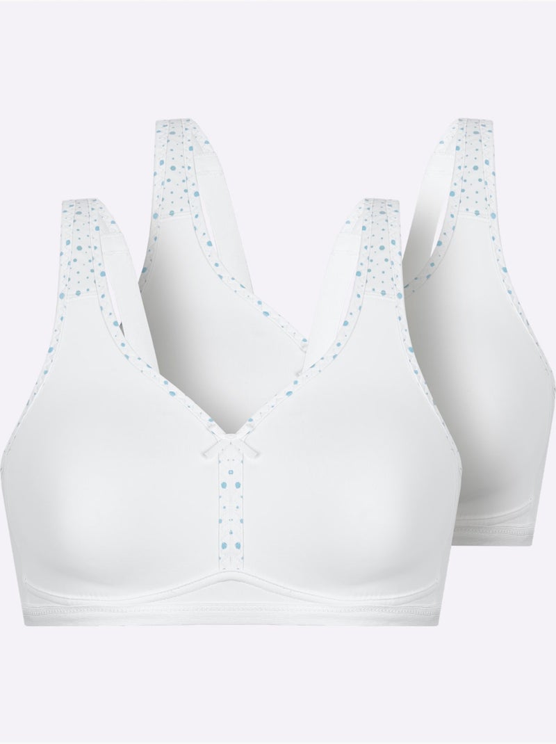 Lot de 2  - Soutien-gorge Confort Sans Armatures - Witt Blanc Vert - Kiabi