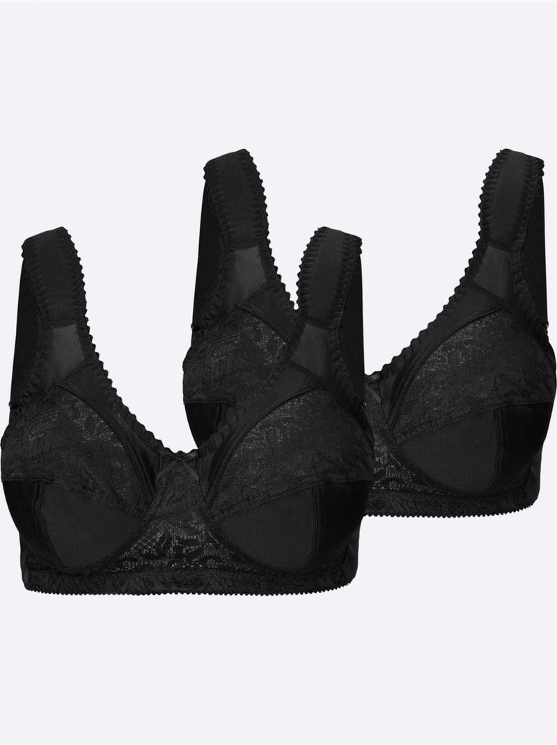 Lot de 2  - Soutien-gorge Large Sans Armatures - Witt Noir Noir - Kiabi