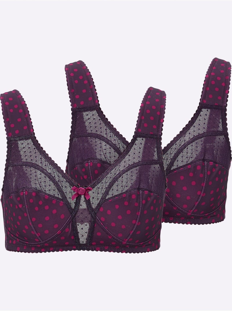 Lot de 2  - Soutien-gorge Large Sans Armatures - Witt Rouge grenat - Kiabi