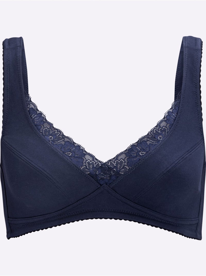 Lot de 2  - Soutien-gorge Sans Armatures Lot De 2 - Moda Vilona Blanc Bleu marine - Kiabi