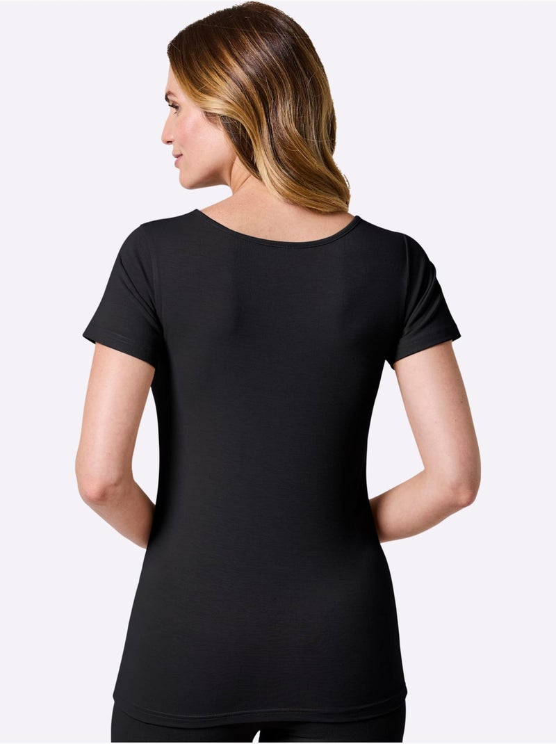 Lot de 2  - t-shirt jersey fin - manches courtes - witt Noir - Kiabi