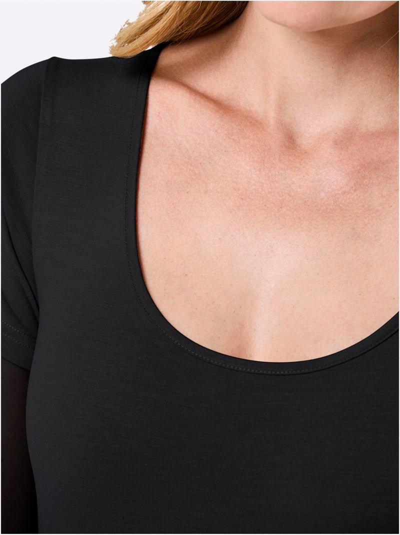 Lot de 2  - t-shirt jersey fin - manches courtes - witt Noir - Kiabi