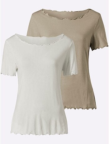 Lot de 2 - t-shirt qualité viscose douce - taille standard - helline