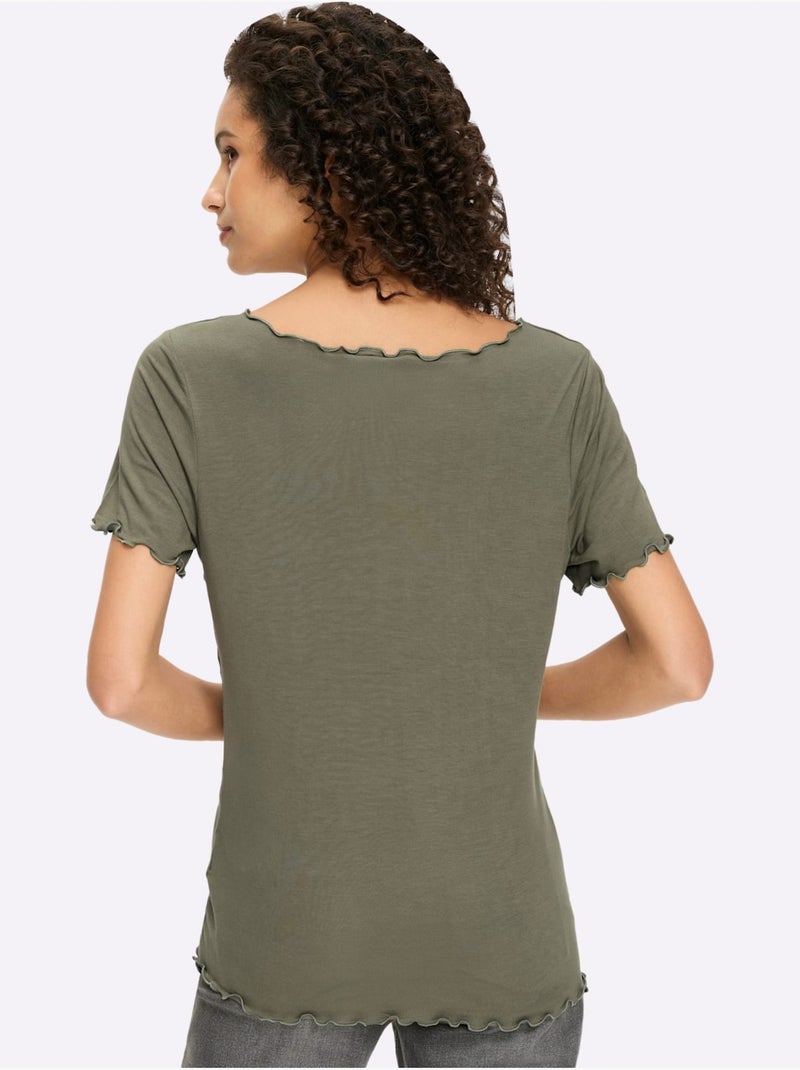 Lot de 2  - T-shirt Qualité Viscose Douce - Taille Standard - Helline Blanc Vert - Kiabi
