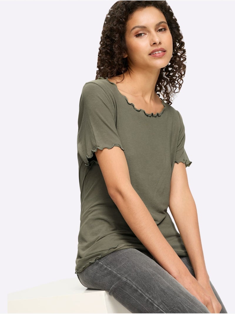 Lot de 2  - T-shirt Qualité Viscose Douce - Taille Standard - Helline Blanc Vert - Kiabi