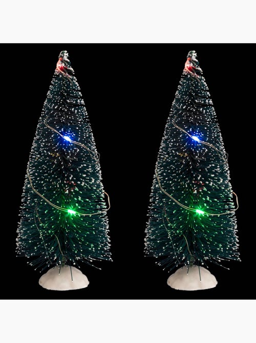 Lot de 2 accessoires village sapin lumineux 20 led multicolore - Kiabi