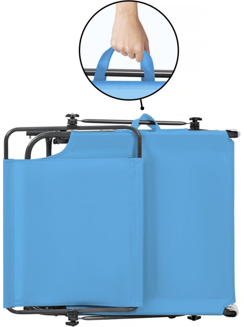 Lot de 2 bain de soleil pliable "Lazy" - Avec pare soleil Bleu - Kiabi